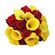 Осенний блюз. Этот яркий букет из роз и калл в желтых и красных тонах - прекрасный и душевный подарок.. Латвия